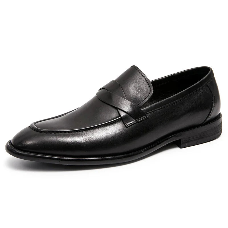 Siyah deri penny loafer, ITALO® Günlük Deri Erkek Loafer, şık ve rahat bir tasarım