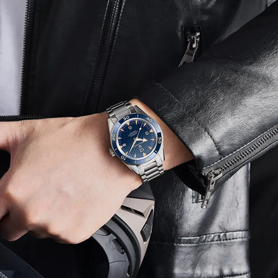 Stainless steel SHELBY® Zarif Otomatik Saat with navy blue dial face