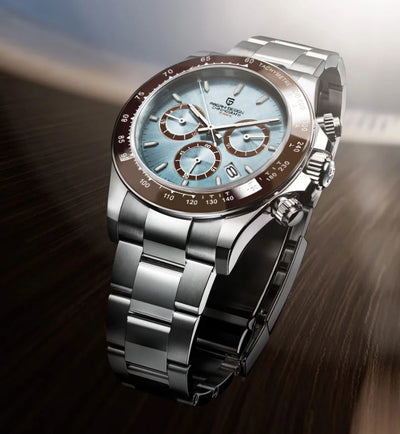 Stainless steel chronograph watch with light blue dial in EDGAR Modern Erkek Çelik Saat