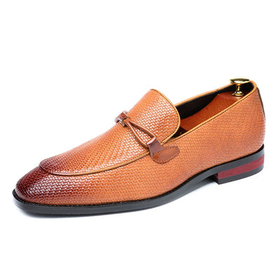 Kahverengi deri Lusso Oxford Loafer, dokulu desen ve dekoratif kayış detayıyla