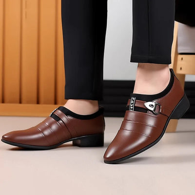 DARIUS®️ Sivri Burun Deri Slip-On Erkek Oxford Ayakkabıları