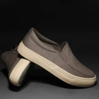 Affabile taupe slip-on sneaker with cream sole, yüksek kaliteli deri tasarımı