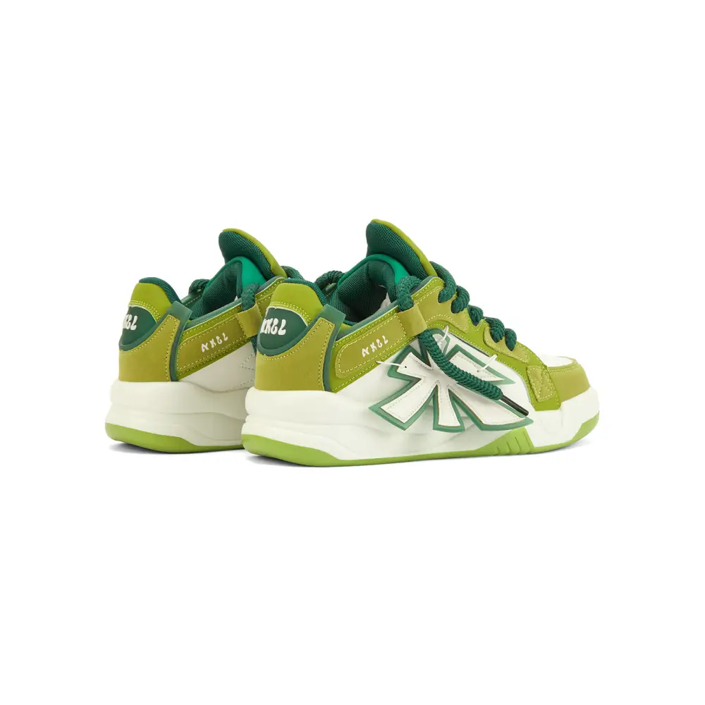 Almadore jali unisex sneaker in green and white with geometric design details