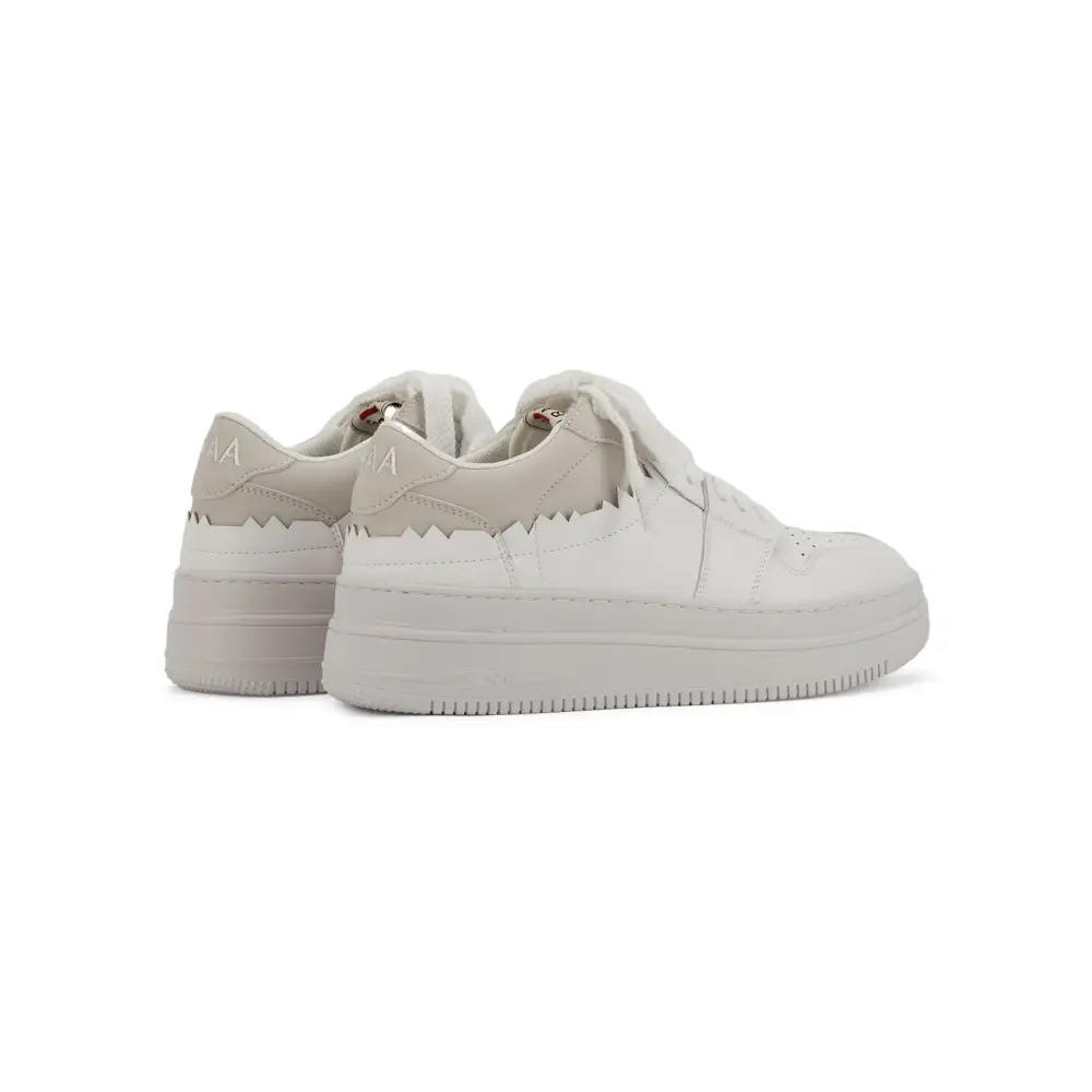 Altomare Bino Sneakers in white leather with distressed edges and chunky sole