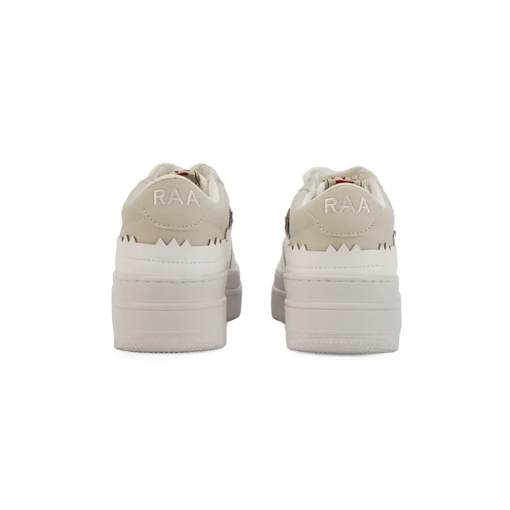 Beige Altomare bino sneakers with thick white soles viewed from behind