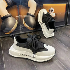 Bertolino Black and White Gaechilde Erkek Sneakers with Chunky Soles and Laces