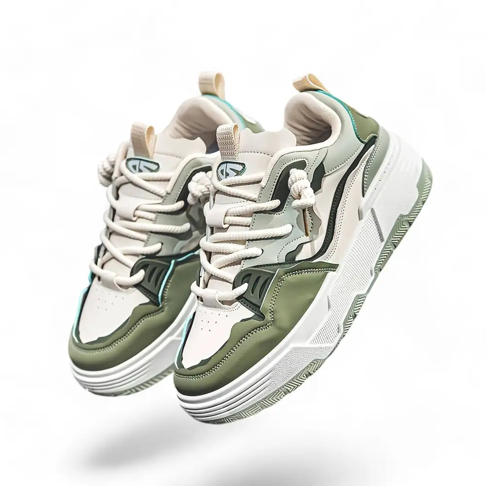 Caldorini Athletic sneakers in white and olive green, ideal for Elitwalk Zest erkek