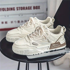 Cream chunky athletic sneakers with thick soles, part of the Elitwalk Celestial Erkek koleksiyonu