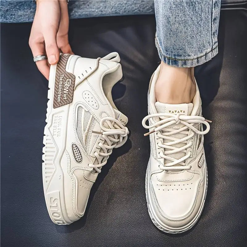 Cream renkli rahat ayakkabılar, Carvaggio modeli, modern tasarımı ile Celestial Erkek Sneakers