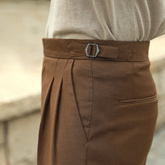 Brown pleated dress pants with buckle detail from Classe Intramontabile yeni koleksiyonlardan