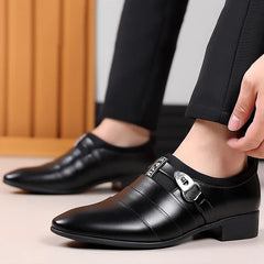 Darlington siyah sivri burun deri monk strap klasik ayakkabı modelleri