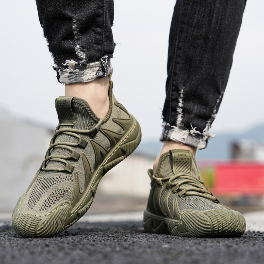 Olive yeşil mesh detaylı Falkross günlük erkek sneakers, şık ve konforlu tasarım