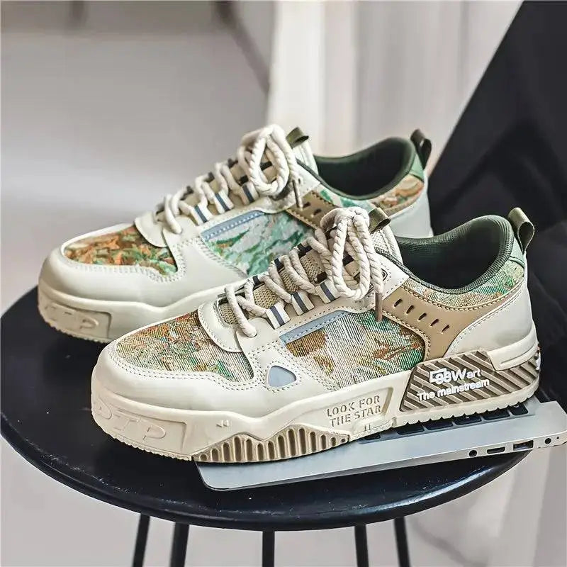 Ferraroli floral camouflage chunky trek erkek sneakers with cream accents