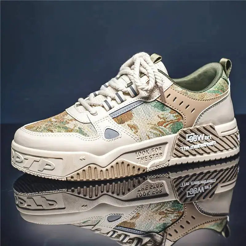 Ferraroli elitwalk trek erkek sneakers with metallic accents and chunky platform sole