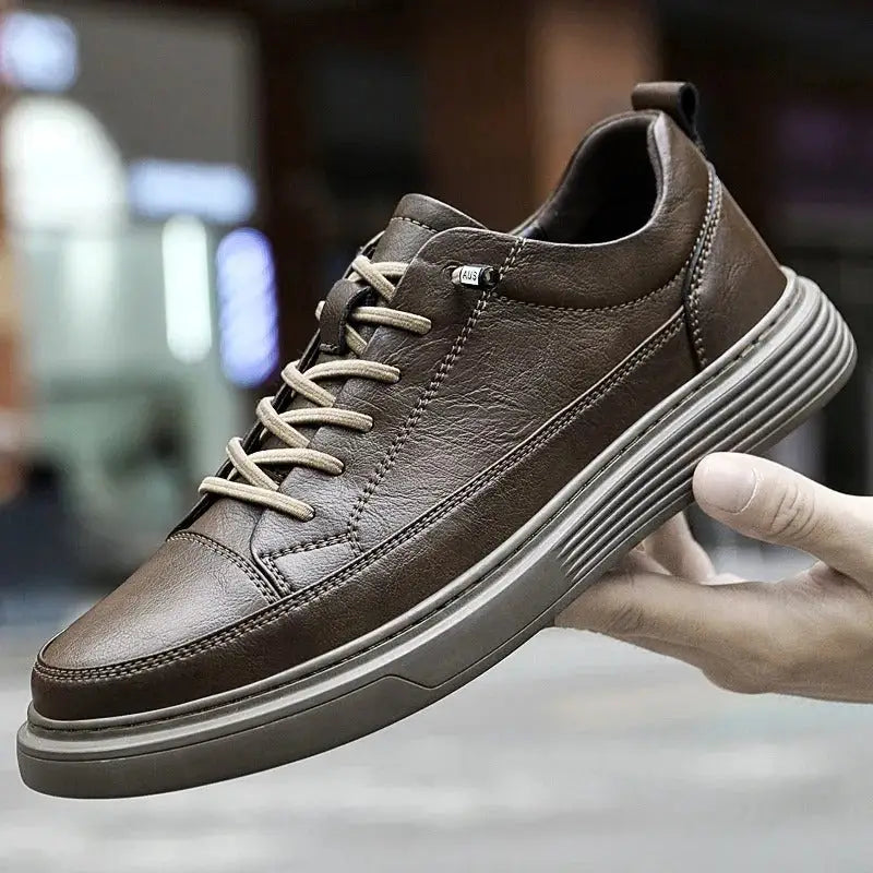 Brown leather casual sneaker Fontanetto with white midsole for sarvo erkek günlük