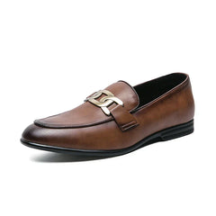 Foxbury Brown leather loafer with metallic buckle detail from San Carlo® Deri