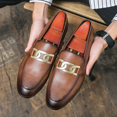 Foxbury Brown leather loafers with gold chain detail from San Carlo® Deri