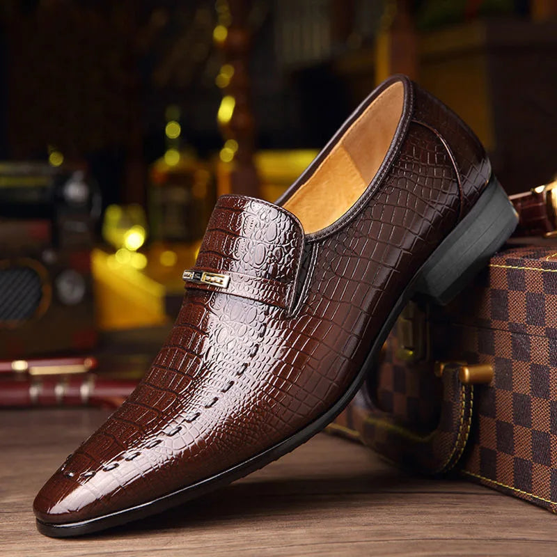 Brown timsah desenli deri loafer ayakkabı Hampstead modeli Lucas Vert® markasına ait