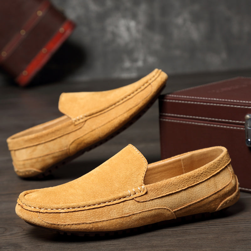 Hollingbury tan suede deri loafer ayakkabı with moccasin-style stitching