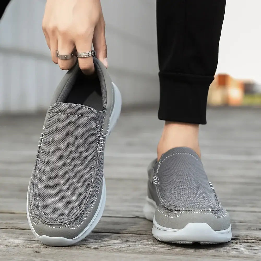 Lacervo gri slip-on kanvas loafer erkek günlük ayakkabı muriel erkek stilinde