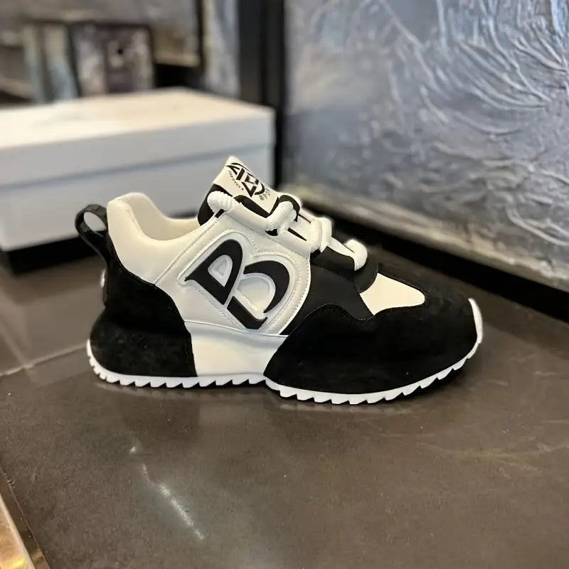 Martellino Briena erkek sneakers, siyah beyaz atletik ayakkabı B logosuyla