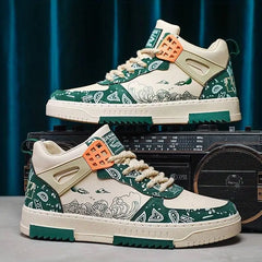 Martignano elitwalk mirage erkek sneakers yeşil beyaz paisley desen turuncu detaylı