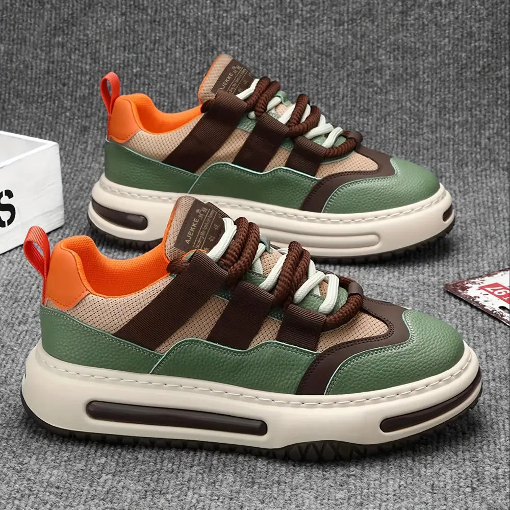 Montavero Casual Sneakers in brown, green, and orange color blocks for erkek sneakers