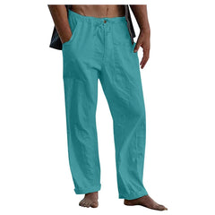 Teal Sobrio pantolon with side pockets made of alli pamuk keten for comfort and style