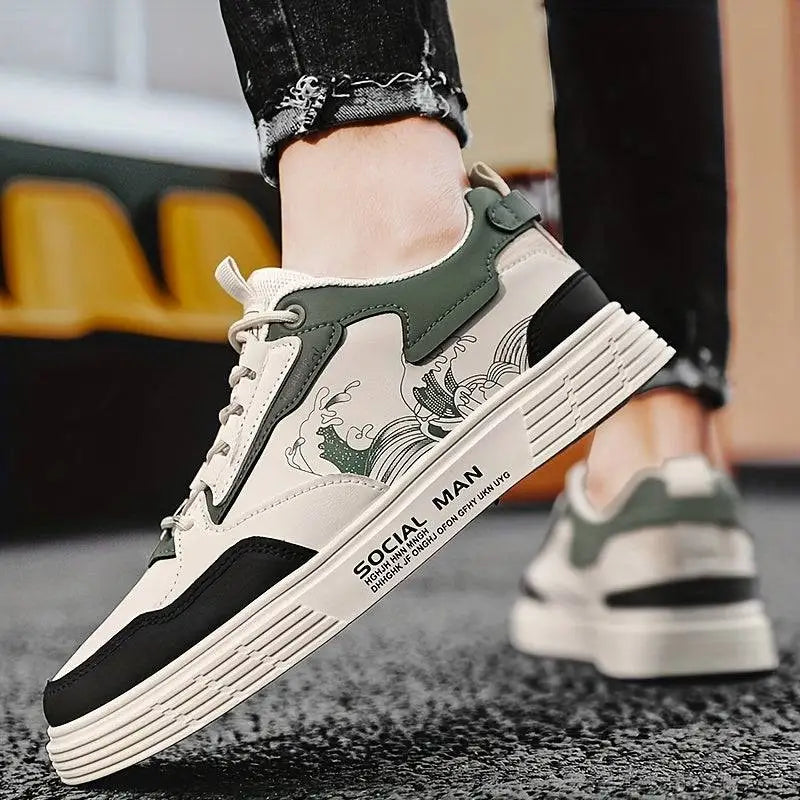 Sorrentello elitwalk sentinel erkek sneakers with green and black color blocks and dragon artwork