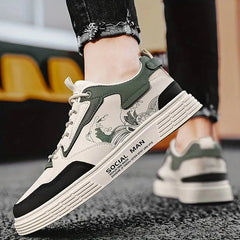 Sorrentello elitwalk sentinel erkek sneakers with green and black color blocks and dragon artwork