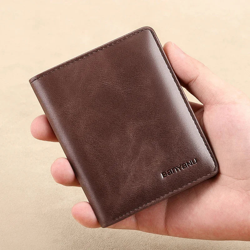 Brown leather wallet with subtle branding from Valen® RFID gerçek slim cüzdan